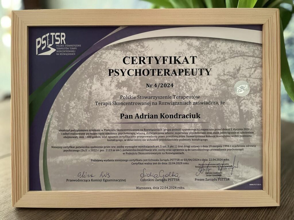 Adrian Kondraciuk_Certyfikat Psychoterapeuty