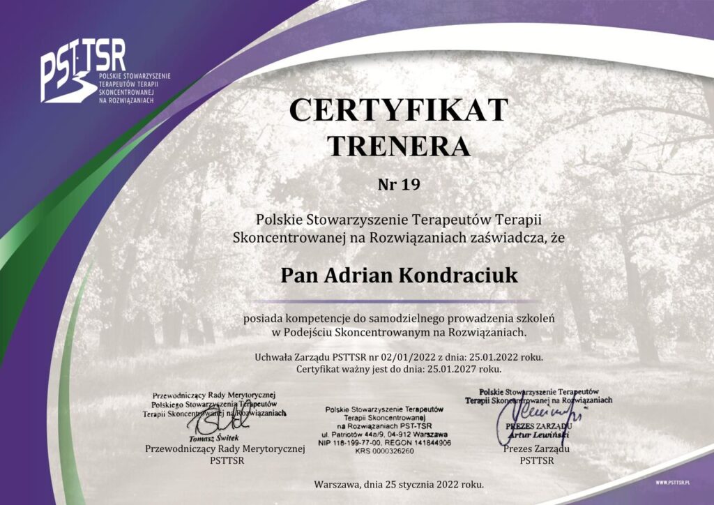 Adrian Kondraciuk_Certyfikat Trenera